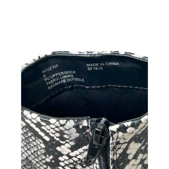 Anne Klein Ankle Booties GET IT Snakeskin Print Black White Women's Sz 8 Heel - Picture 7 of 13